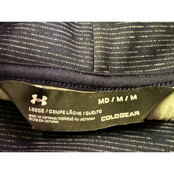 Under Armour ColdGear Womens S Pullover Hoodie Blue Striped Used Sweatshirt - Picture 7 of 13